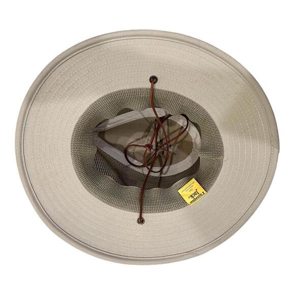 Panama Jack Mesh Khaki Tan Safari Sun Hat 3" Brim Leather Chin Strap SPF Unisex - Picture 5 of 11